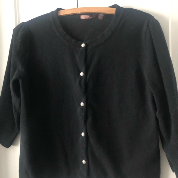 Black Cotton-blend Cardi with faux pearl buttons M - Picture 2 of 4